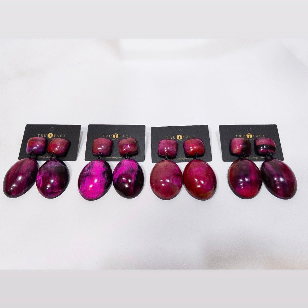 Cerise Series: Afro Color Pop Horn Drop Earrings