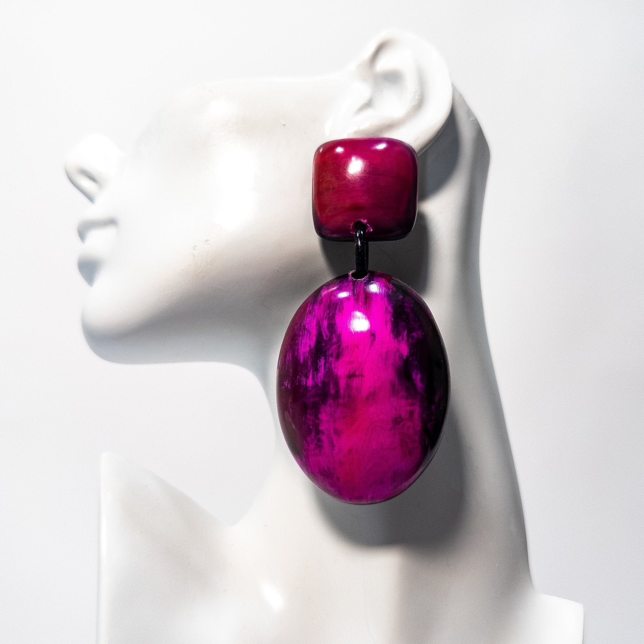 Cerise Series: Afro Color Pop Horn Drop Earrings