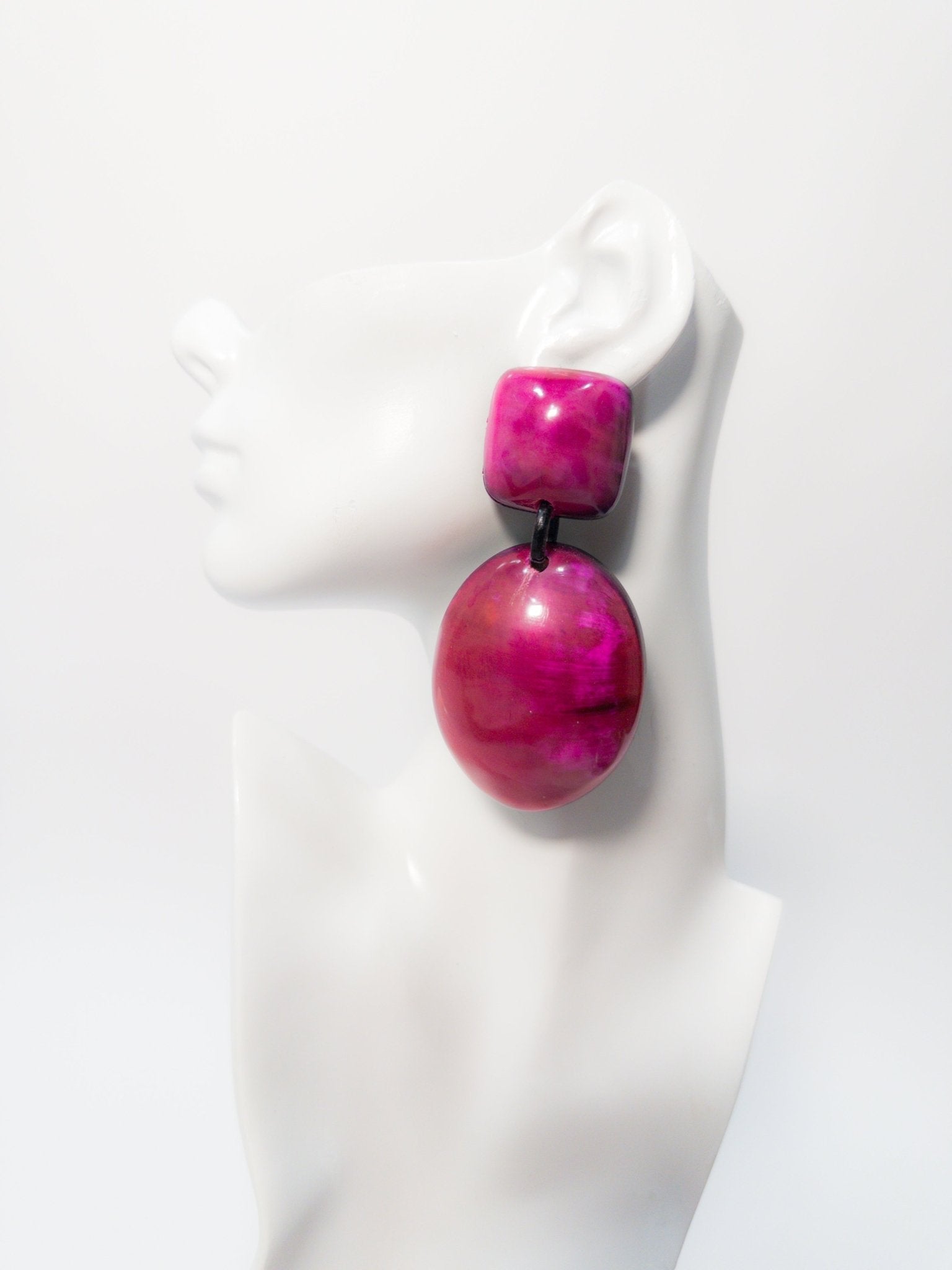 Cerise Series: Afro Color Pop Horn Drop Earrings