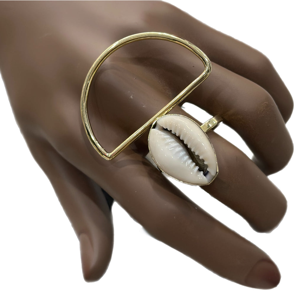 Cowry Crescent Statement Ring
