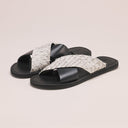 Pike Leather Sandal: Black + White