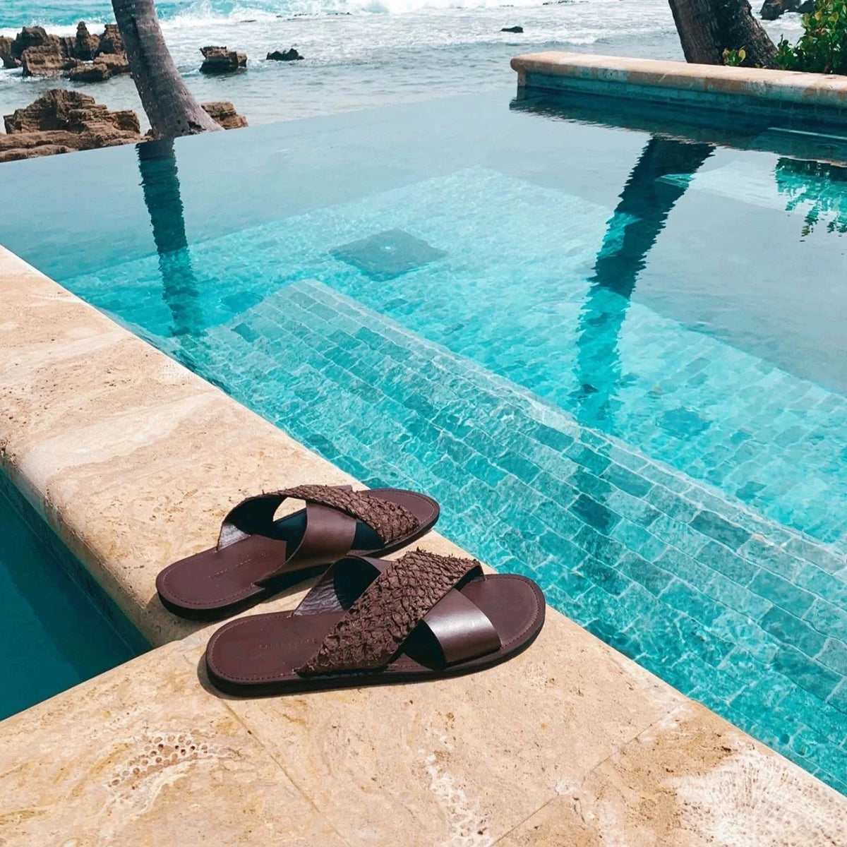 Pike Leather Sandal: Brown - Mens