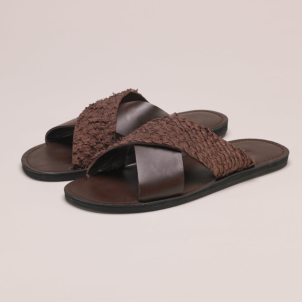 Pike Leather Sandal: Brown - Mens