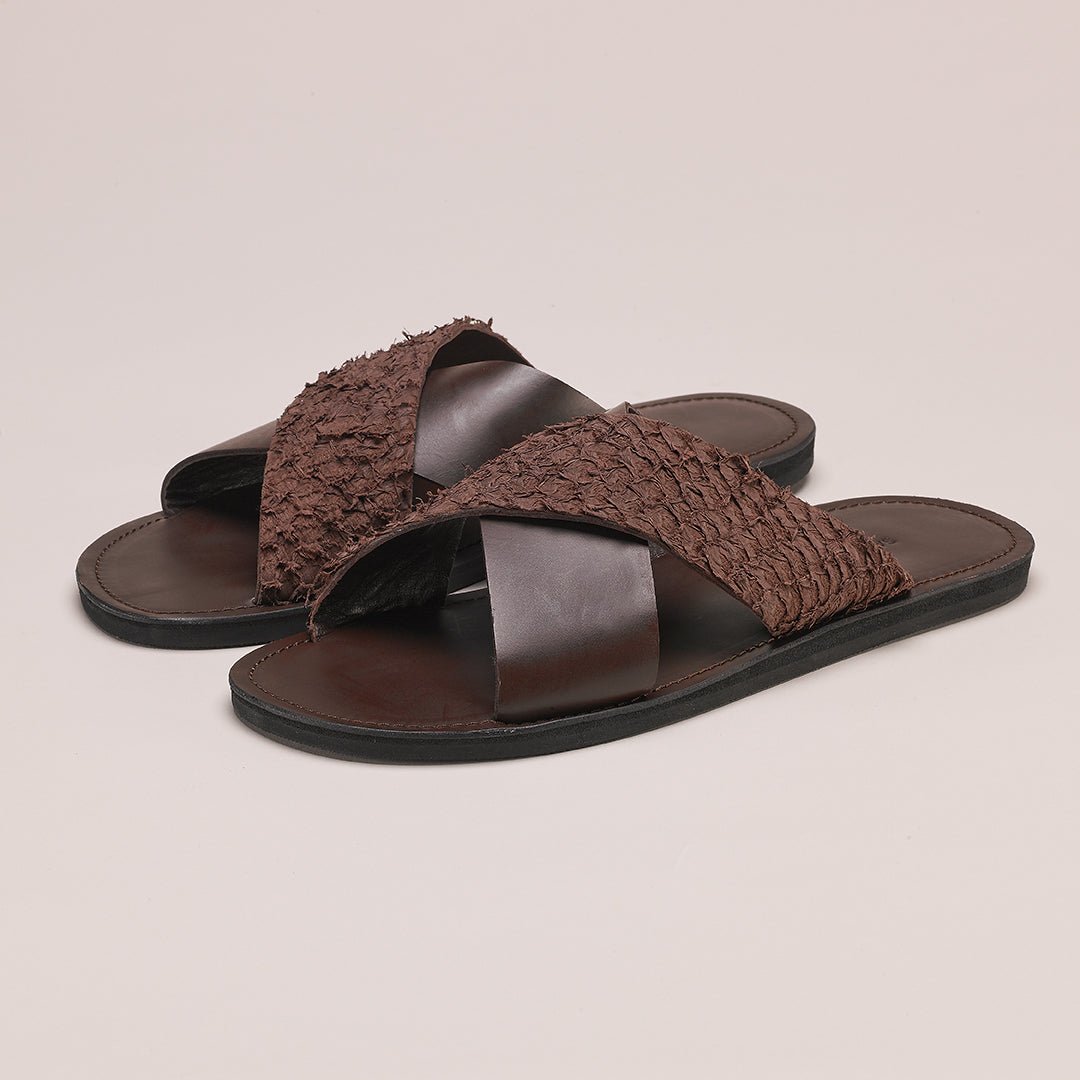 Pike Leather Sandal: Brown - Mens