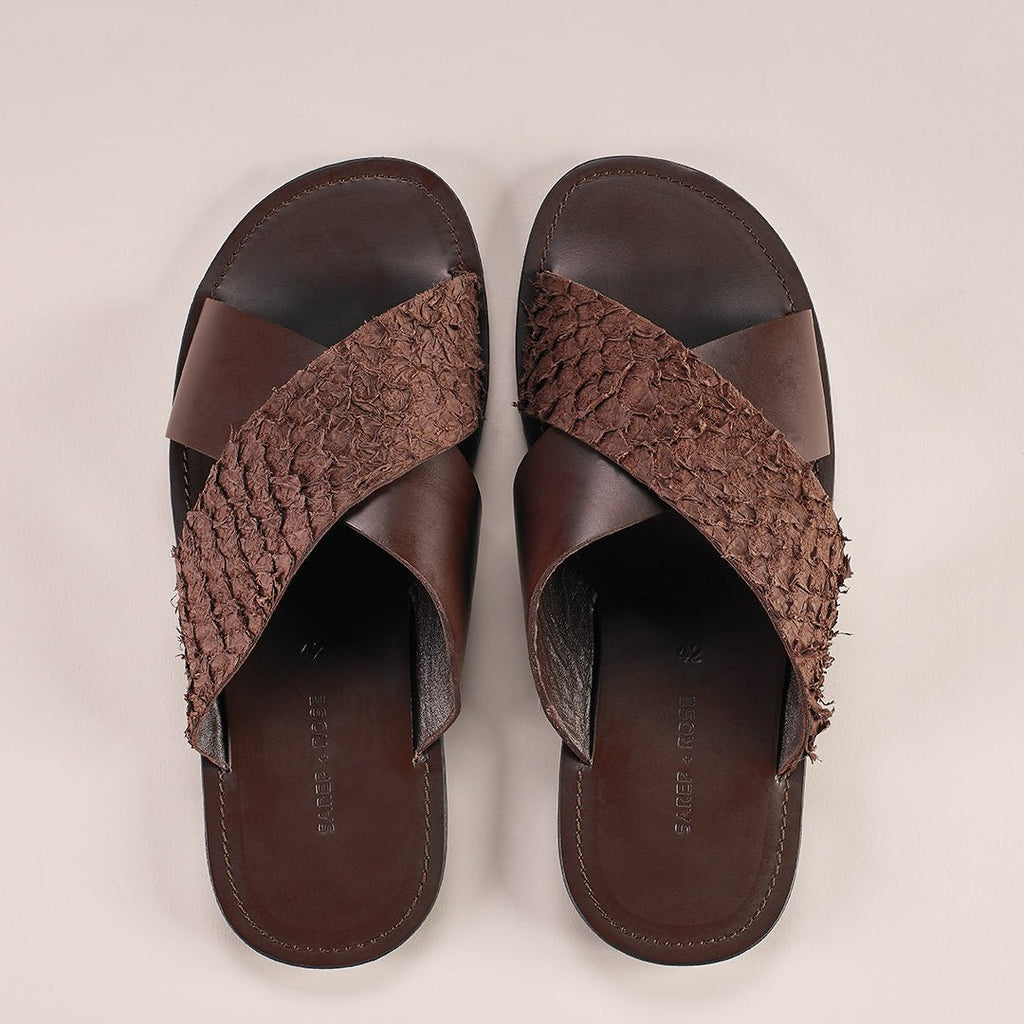 Pike Leather Sandal: Brown - Mens