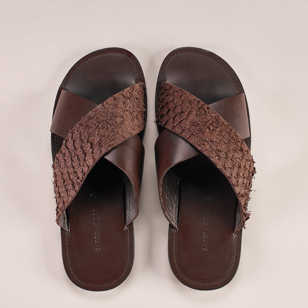 Pike Leather Sandal: Brown - Mens