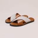 Pike Leather Sandal: Caramel + White