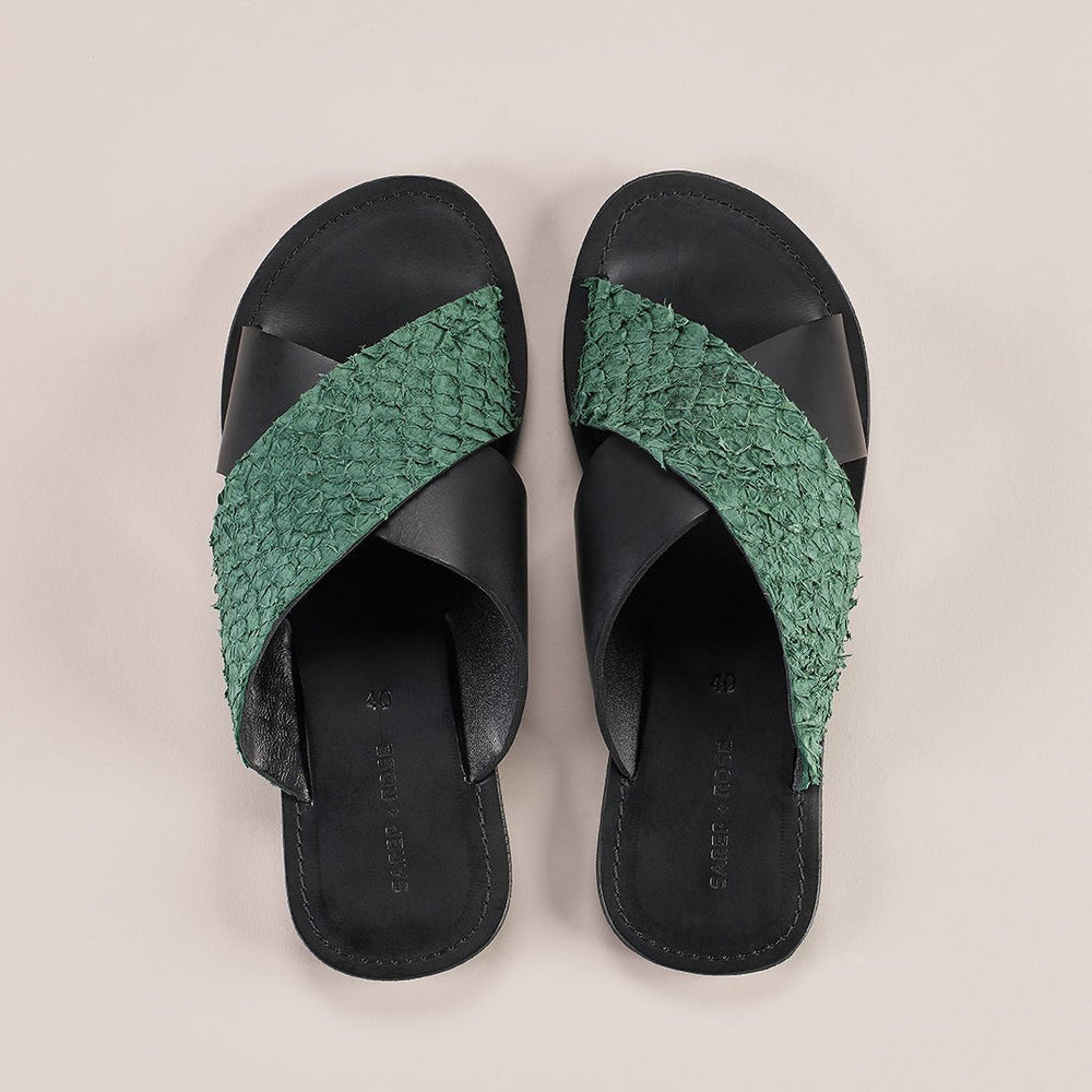 Pike Leather Sandal: Green