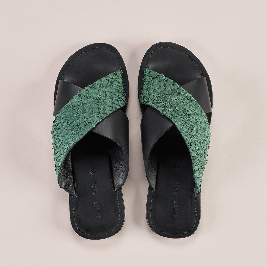 Pike Leather Sandal: Green