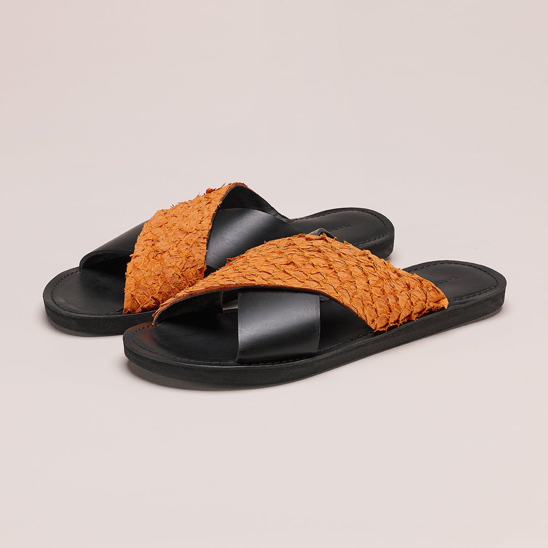 Pike Leather Sandal: Orange