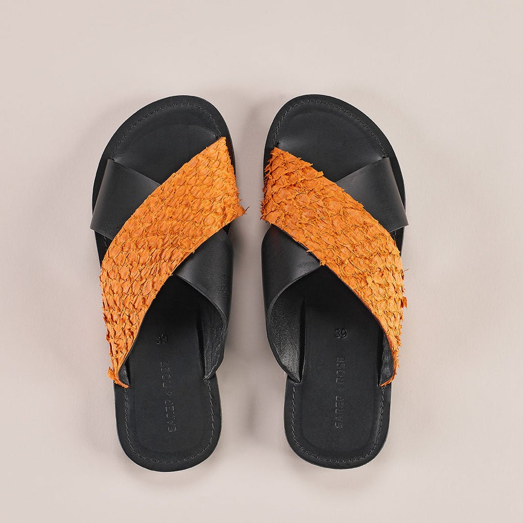 Pike Leather Sandal: Orange