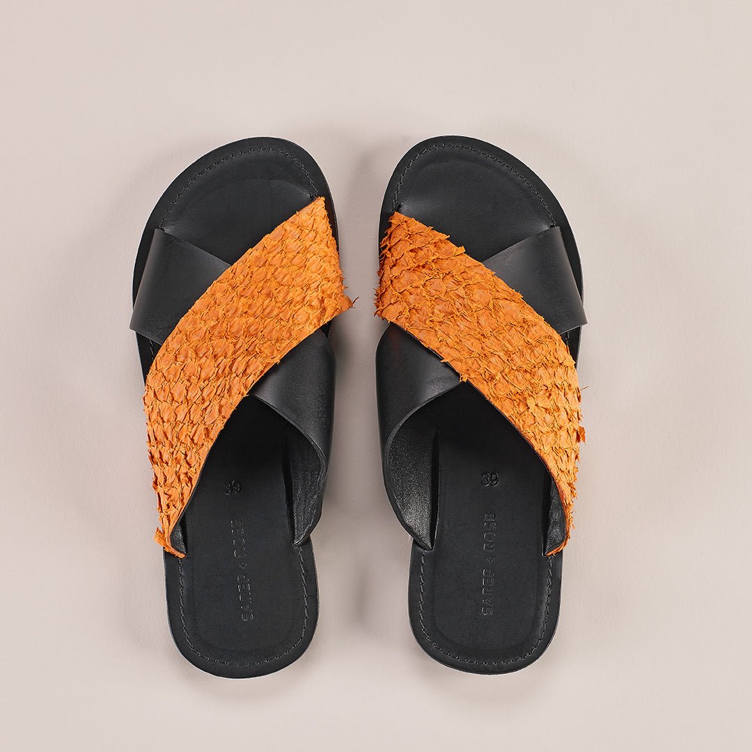 Pike Leather Sandal: Orange