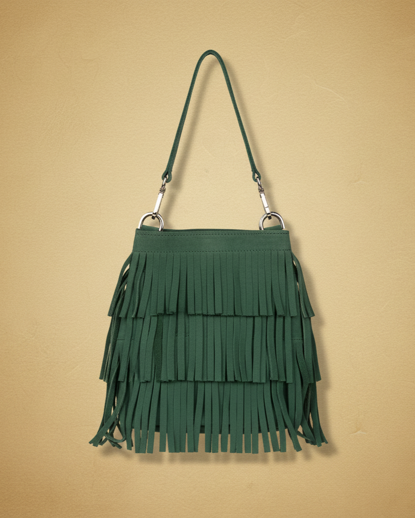 Fringe Bucket Suede Bag