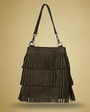 Fringe Bucket Suede Bag