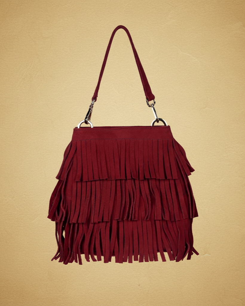 Fringe Bucket Suede Bag