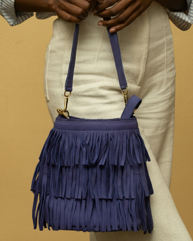 Fringe Bucket Suede Bag