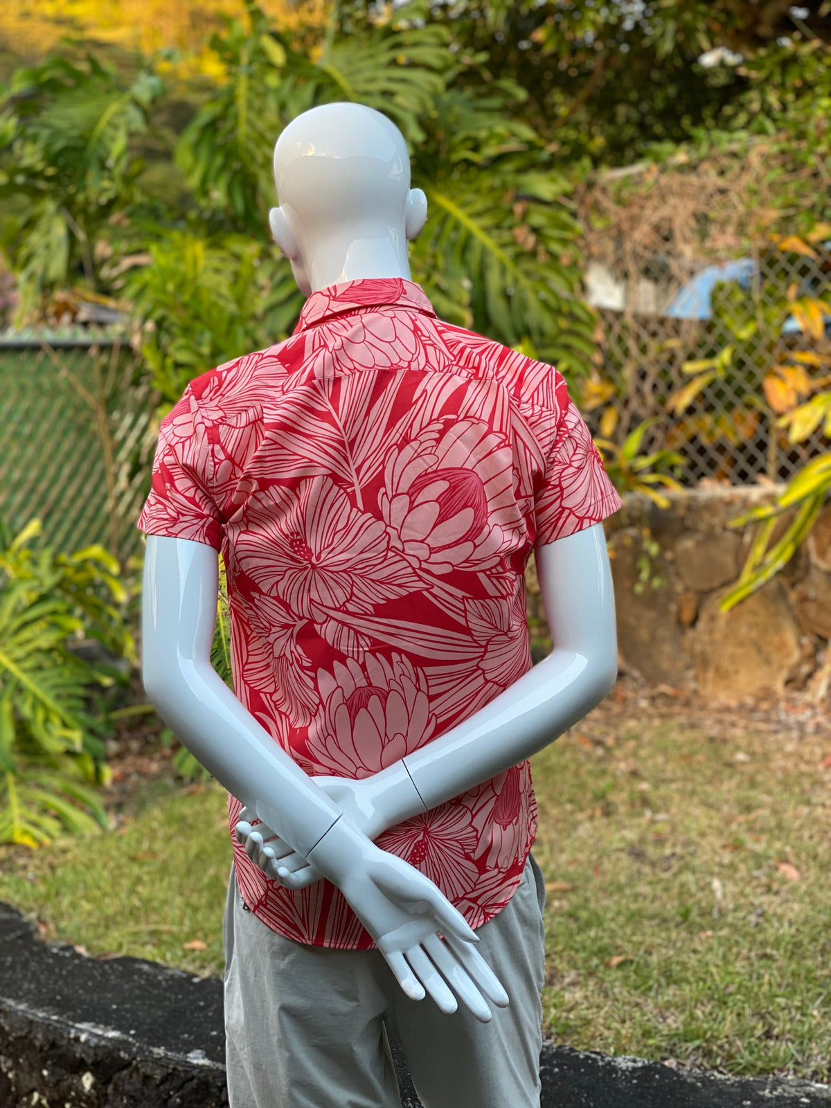 Cora Spearman Hawaii MENS Protea Watermelon S/S "Kalani" Aloha Shirt