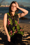 Cora Spearman Hawaii WOMENS Black Ginger Asymmetrical Top 