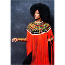Queen Ankara Laced /Laticed Long Fringe Cape