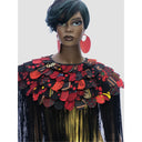 Queen Ankara Laced /Laticed Long Fringe Cape