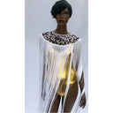 Queen Ankara Laced /Laticed Long Fringe Cape