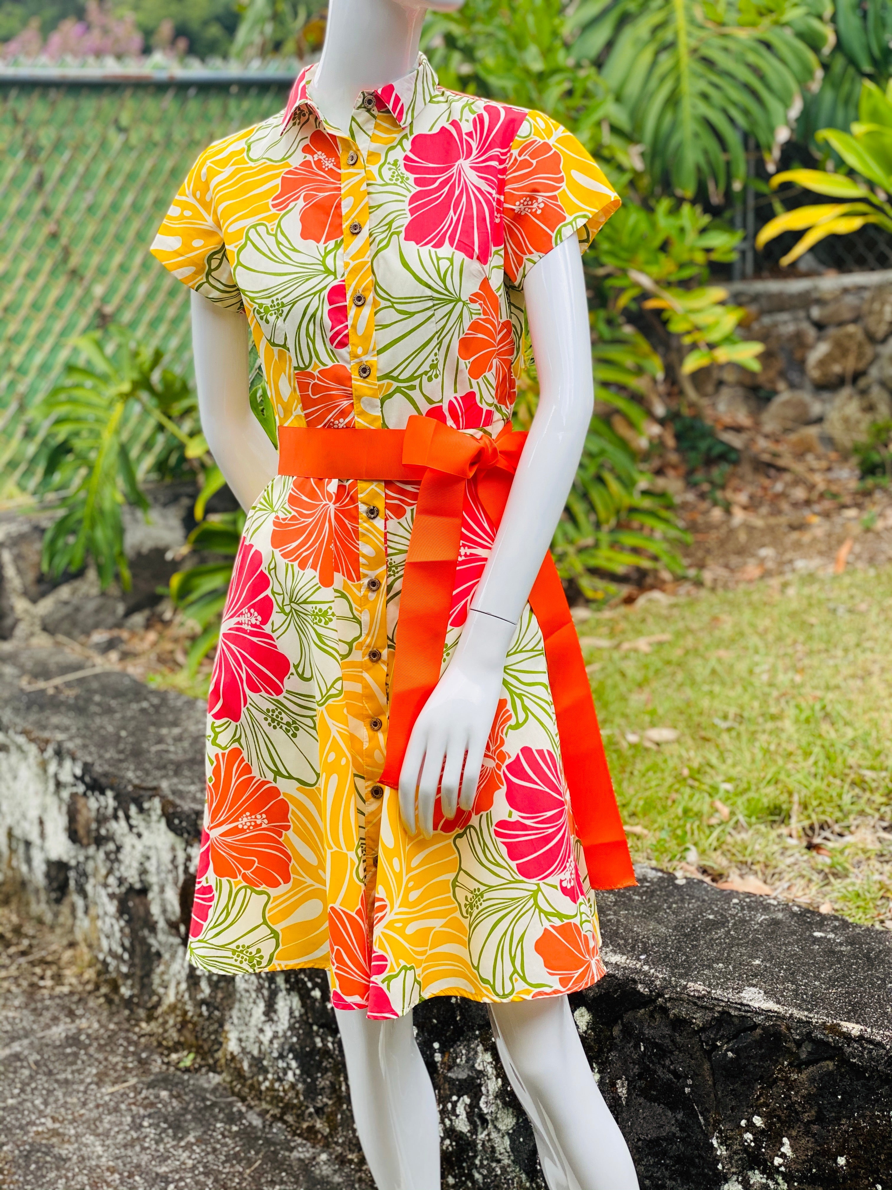 shirt dress hawaii Cora Spearman Hawaii WOMENS Mod Aloha Navy Aloha Shirt Dress M