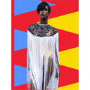 Queen Ankara Laced /Laticed Long Fringe Cape