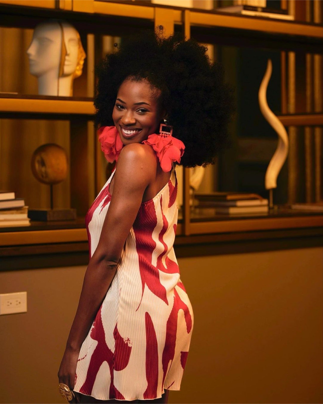 Nonso Square top flower petal earrings