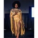 Queen Ankara Laced /Laticed Long Fringe Cape