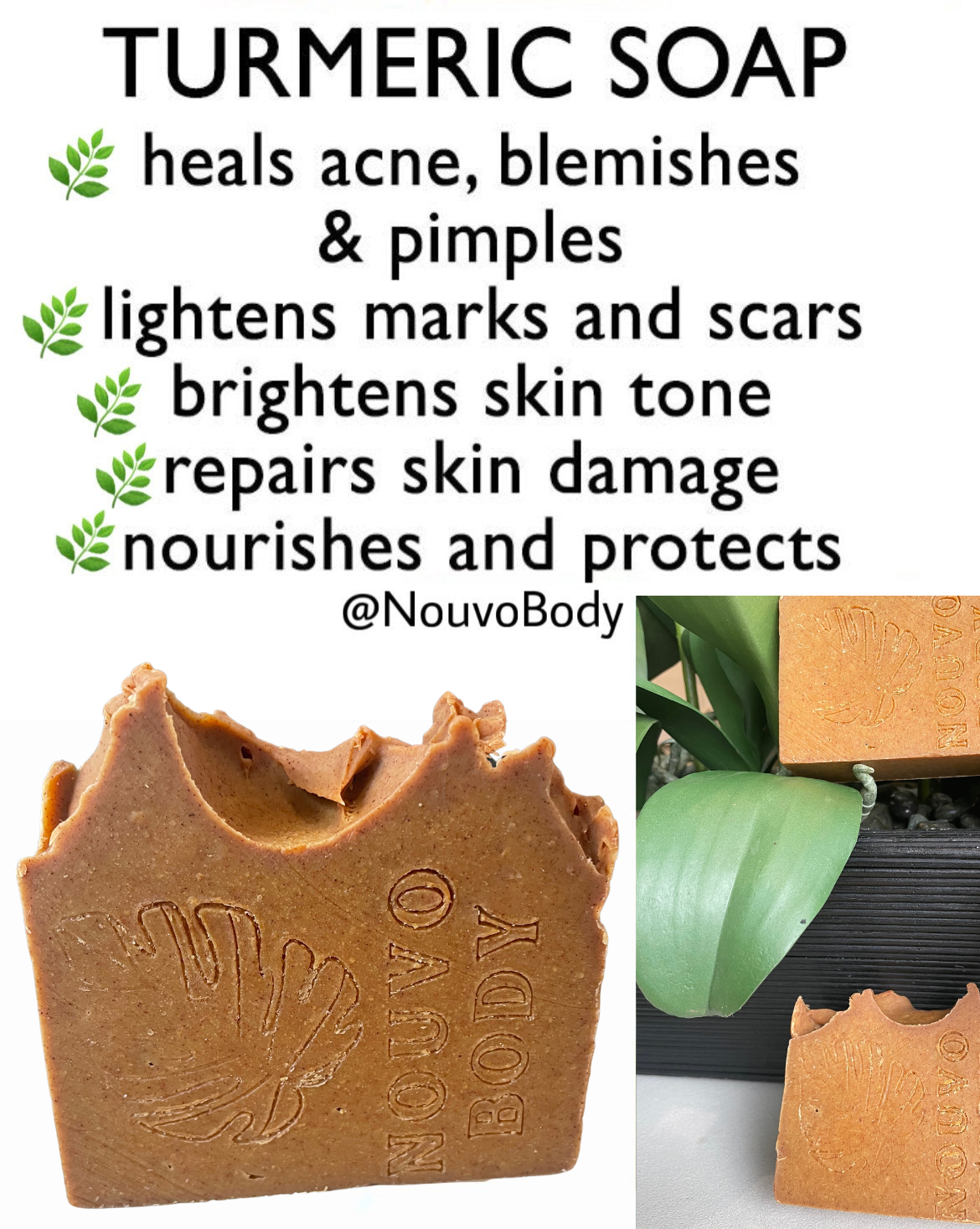 Turmeric + Vitamin C Even skin tone Bar Soap — 3 thick Bars
