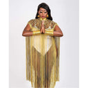 Queen Ankara Laced /Laticed Long Fringe Cape