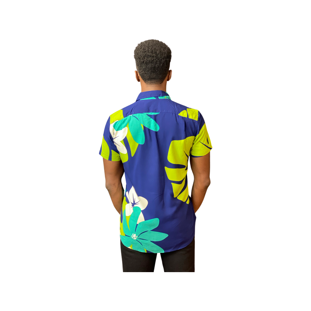 Cora Spearman Hawaii Mens Mod Aloha Navy S/S "Kalani" Aloha Shirt