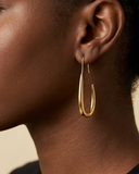 J Hoop Brass Earrings