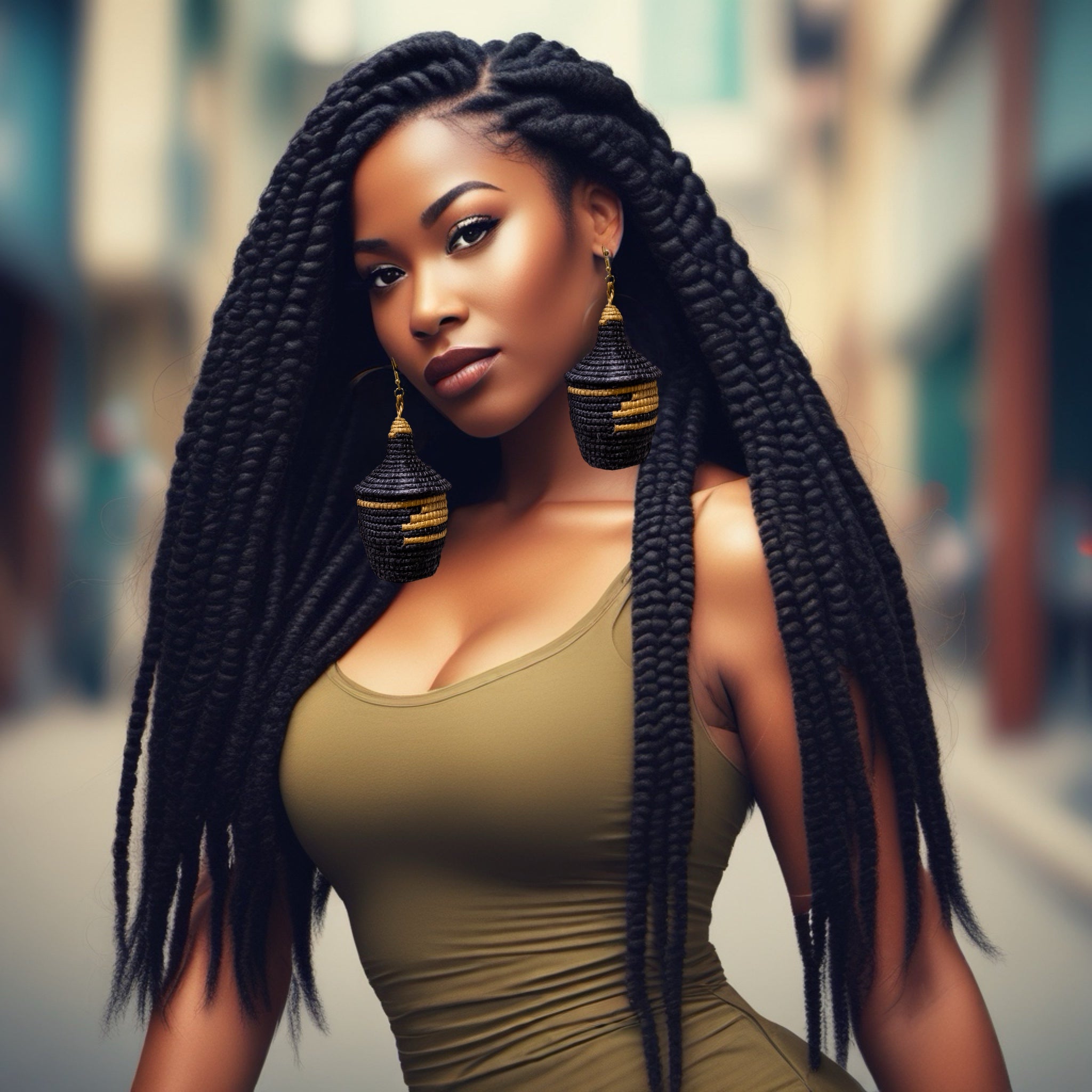 Kampire Bambaro Basket Earrings -black/ Gold