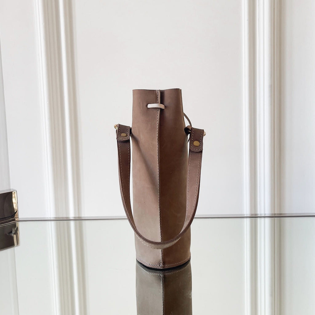 Leather Bottle Tote with Pocket