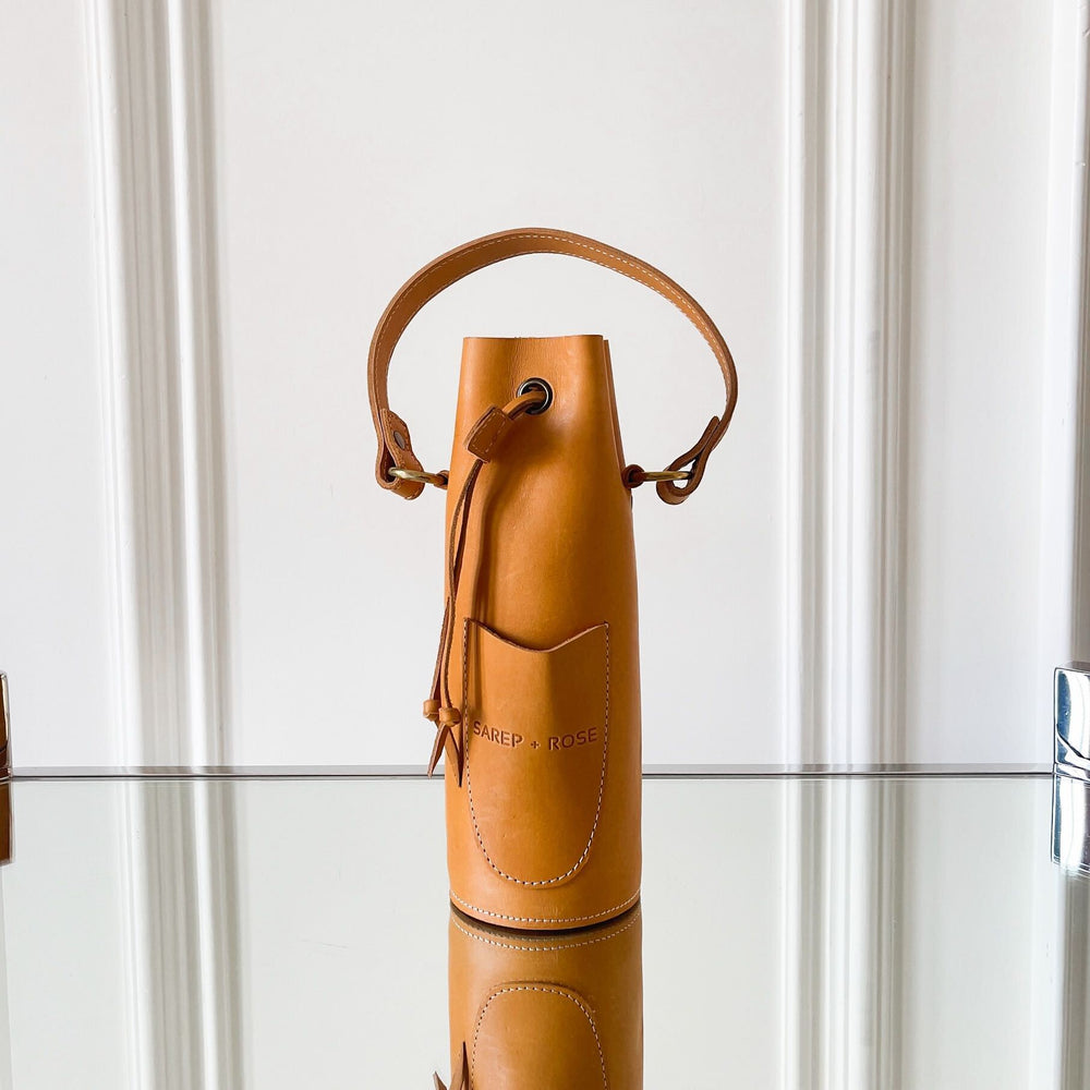 Leather Bottle Tote with Pocket