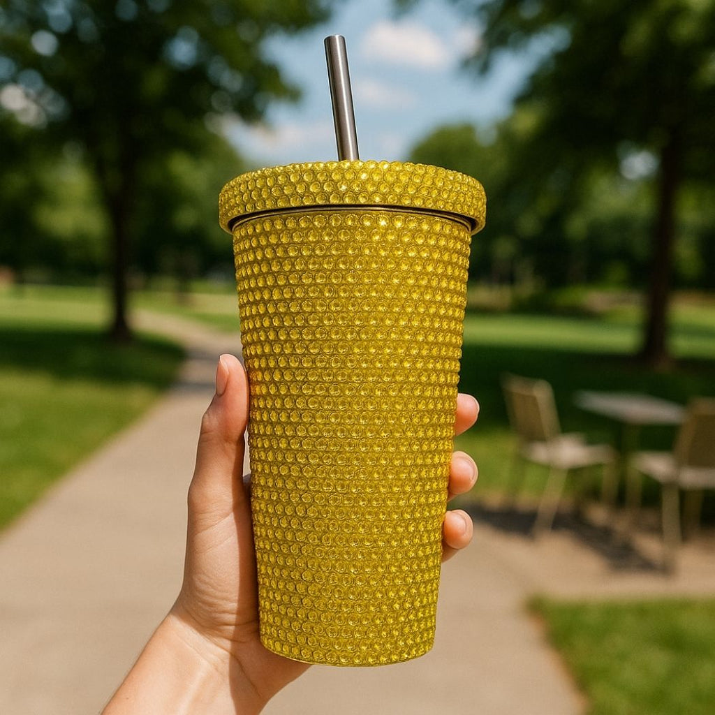 Gold Rhinestone Bling Tumbler