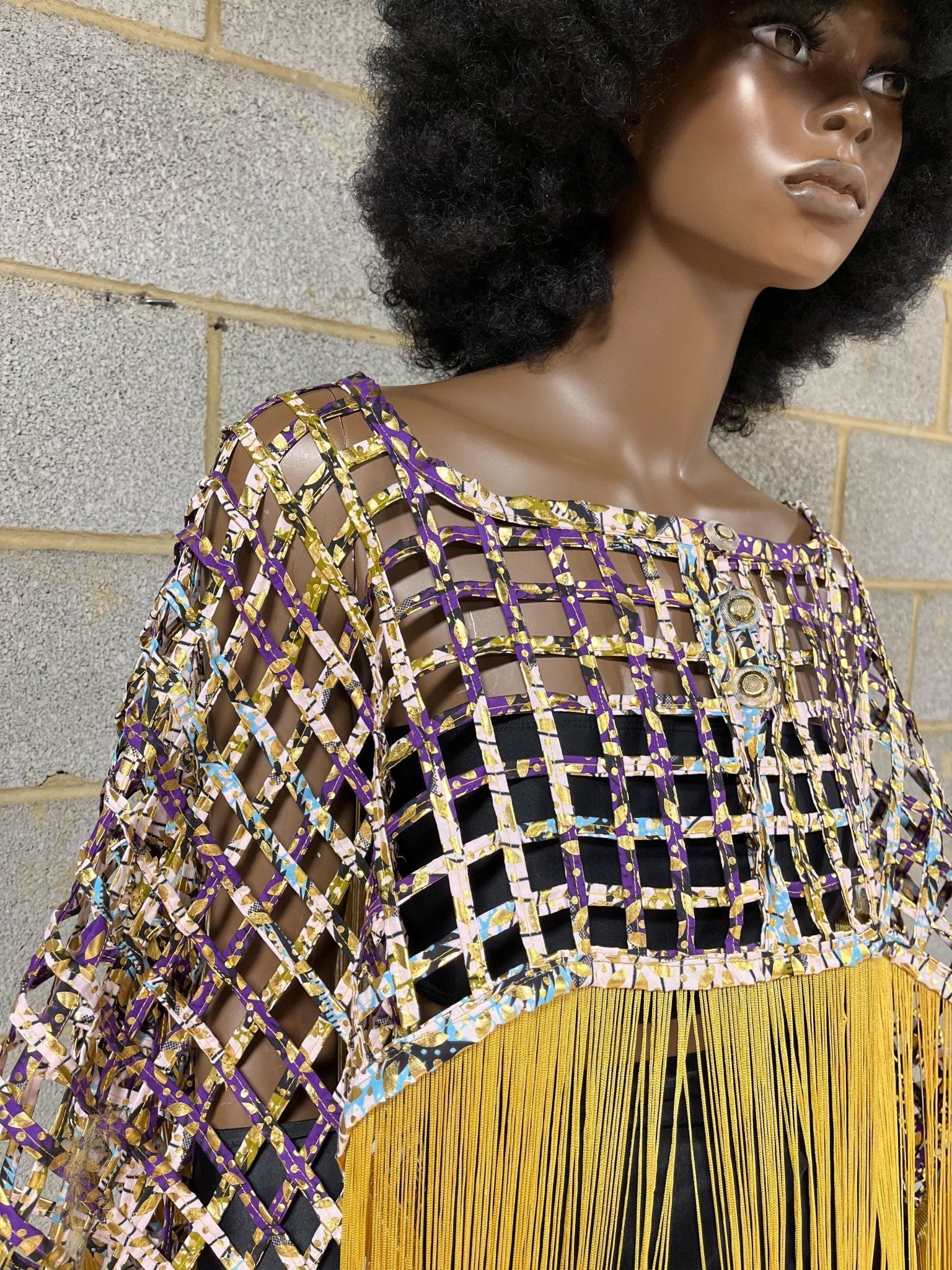 Makeda, Queen of Sheba Royal Fringe Cape/Cover-up- Gold