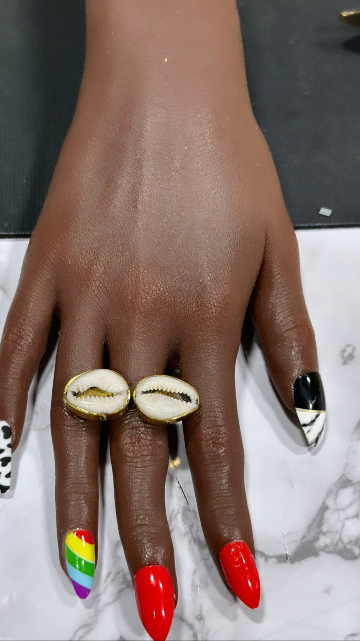 Mapuma Adjustable Two Cowry Shell Rings