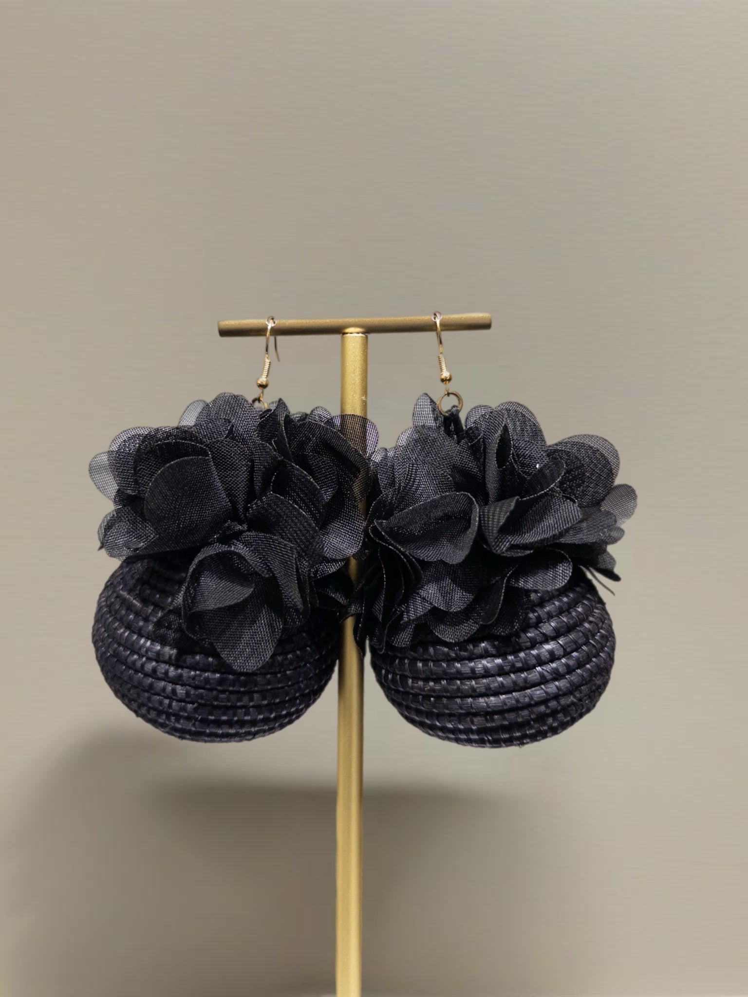 Midnight Bloom Basket Drop Earrings
