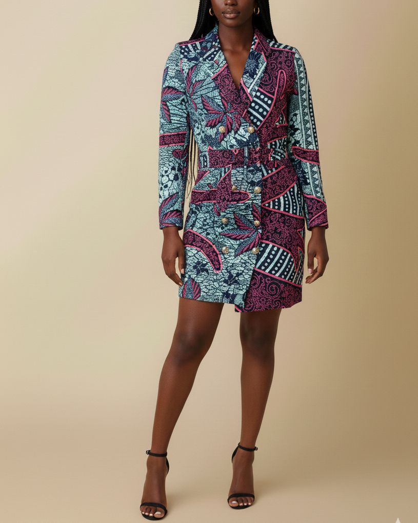 Motun African Print Blazer Dress