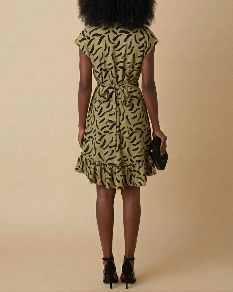 Nasinka Knee Length Printed Wrap Dress