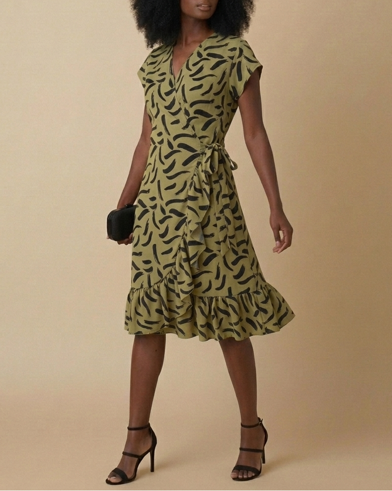 Nasinka Knee Length Printed Wrap Dress
