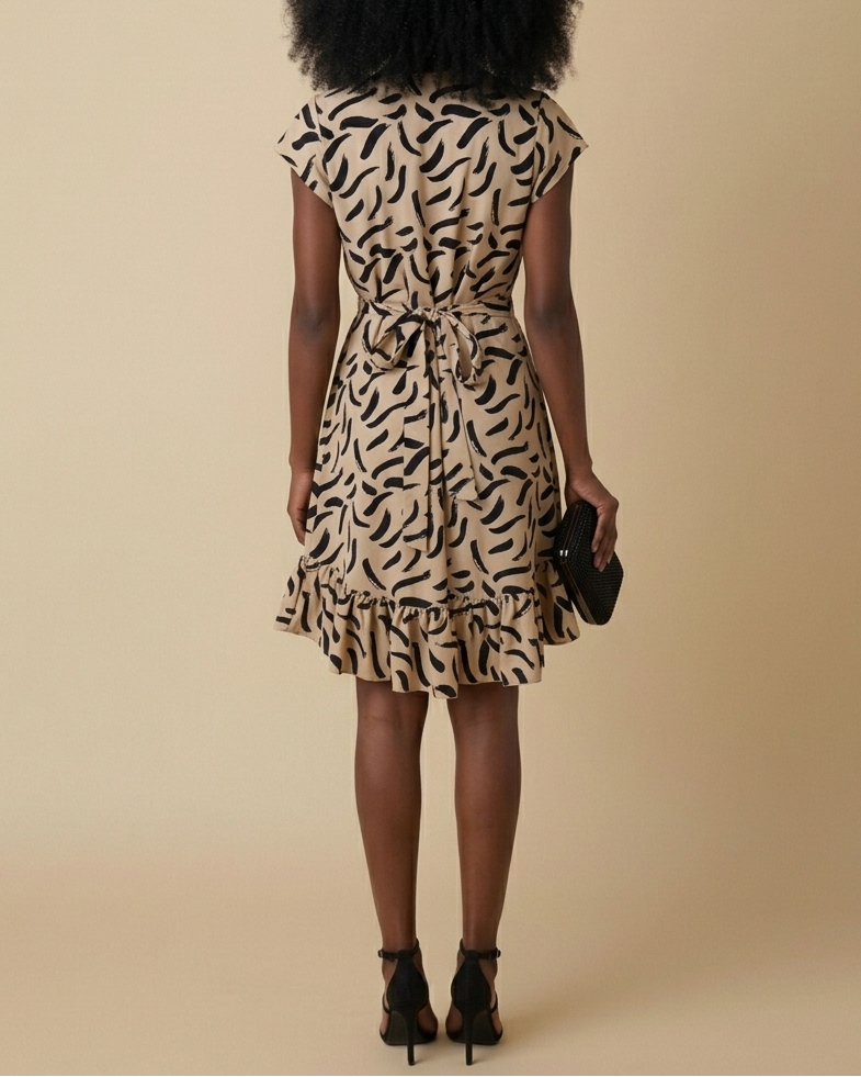 Nasinka Knee Length Printed Wrap Dress