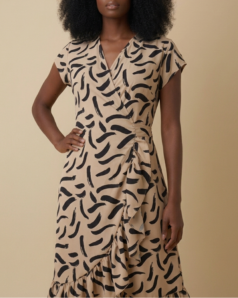 Nasinka Knee Length Printed Wrap Dress