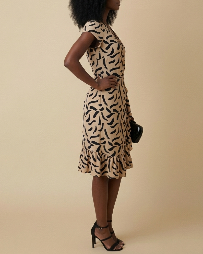 Nasinka Knee Length Printed Wrap Dress