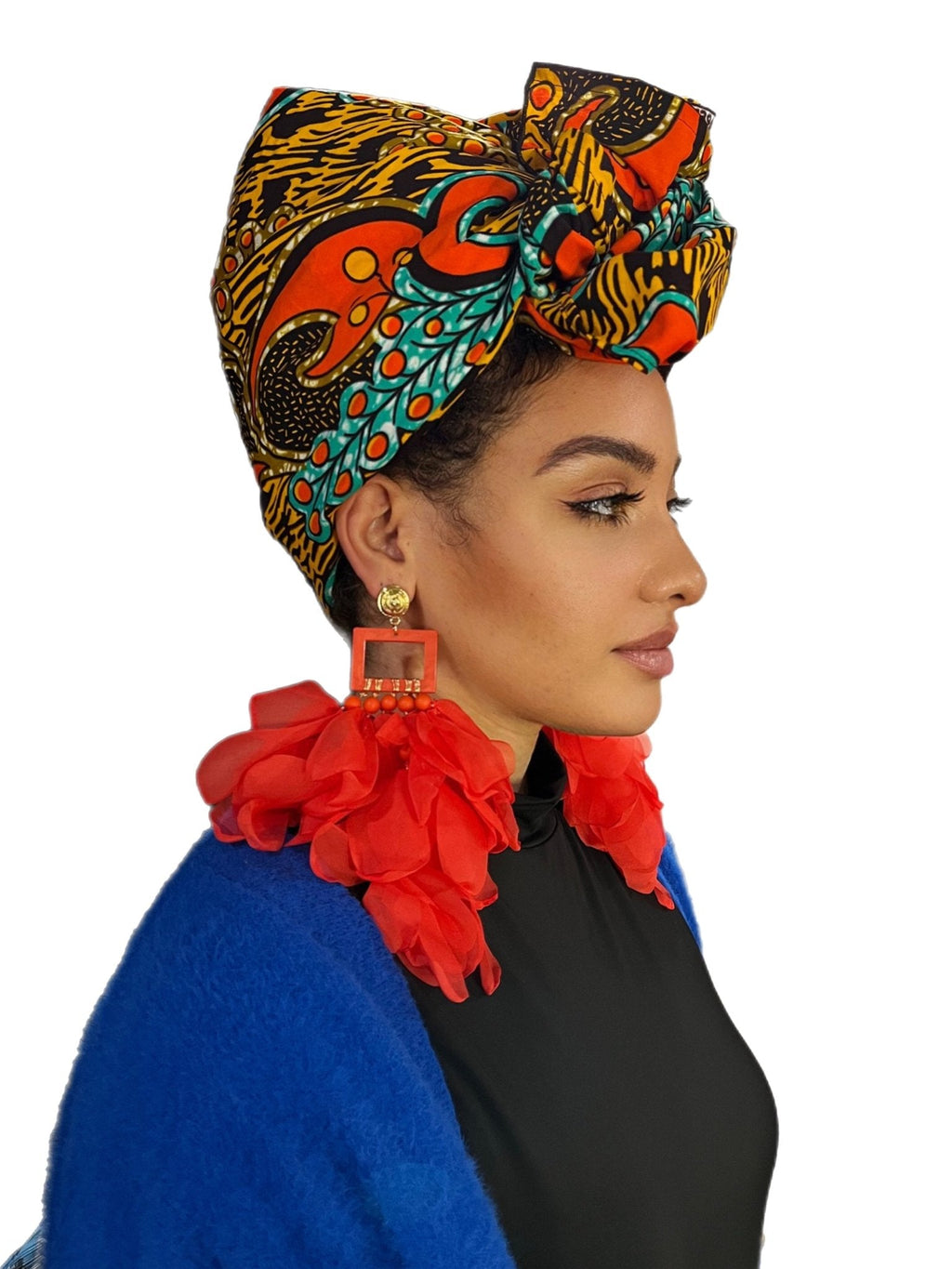 Nonso Square top flower petal earrings