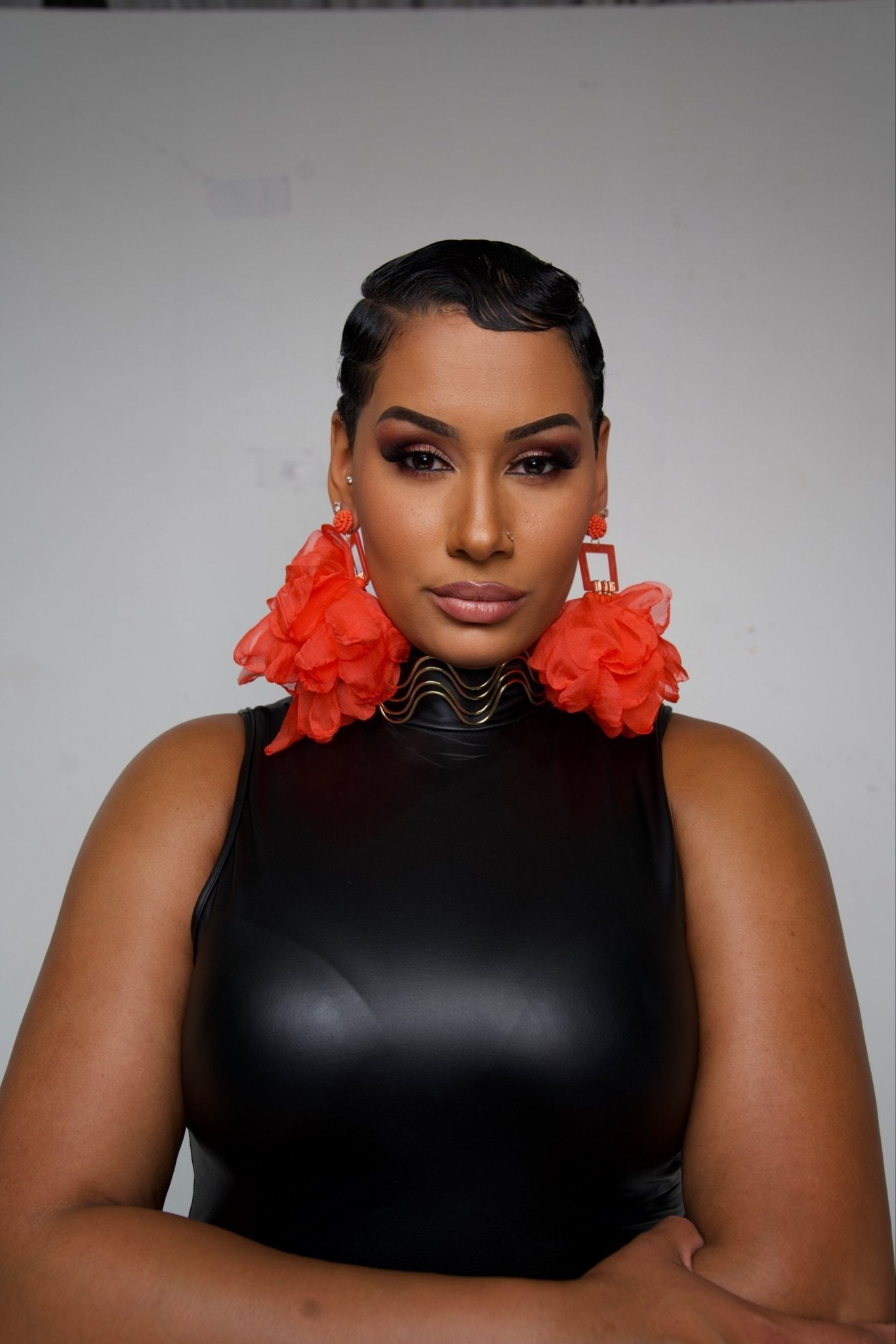 Nonso Square top flower petal earrings