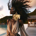 Nonso Square top flower petal earrings