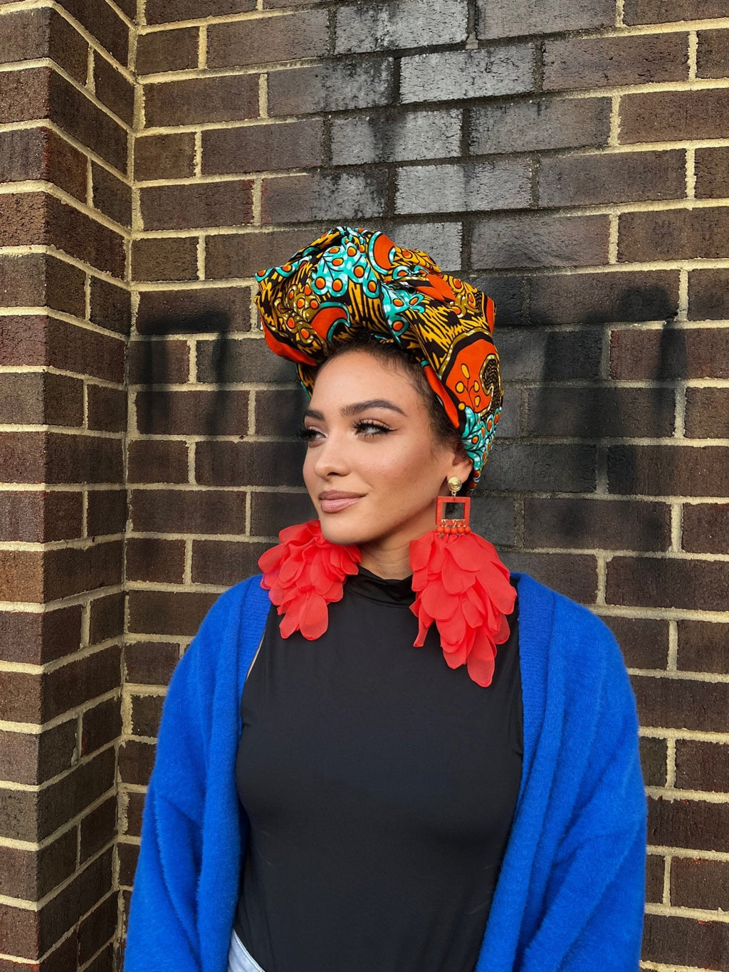 Nonso Square top flower petal earrings